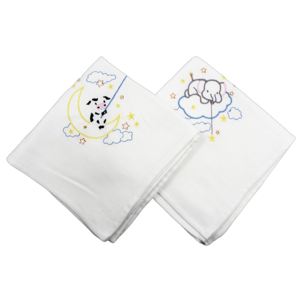 Portuguese Embroidered 2-Piece Cotton Baby Burp Cloth Set