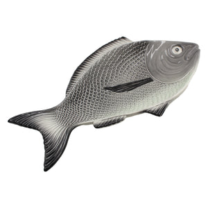 Faiobidos Hand-Painted Ceramic Grey Fish Platter