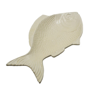 Faiobidos Hand-Painted Ceramic Ivory White Fish Platter