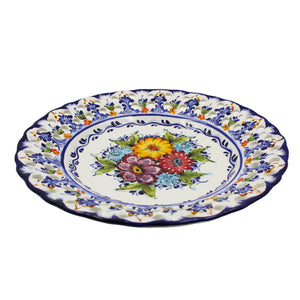 Hand-Painted Traditional Portuguese Ceramic Floral Decorative Plate, Hanging Plate