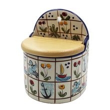 Load image into Gallery viewer, Hand-Painted Portuguese Ceramic Colored Mosaic Salt Holder
