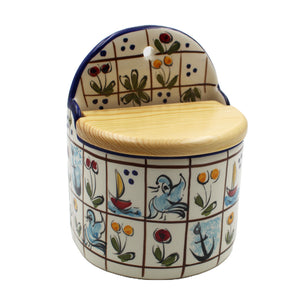 Hand-Painted Portuguese Ceramic Colored Mosaic Salt Holder