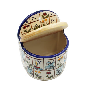 Hand-Painted Portuguese Ceramic Colored Mosaic Salt Holder