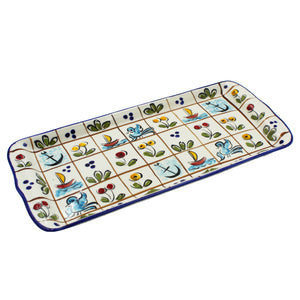 Hand-Painted Portuguese Ceramic Colored Mosaic Serving Platter, Tart Tray