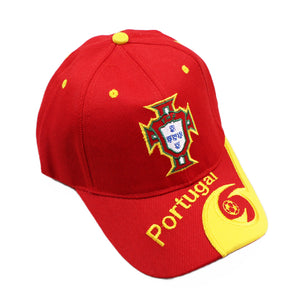 Yellow and Red Soccer Cap with Embroidered Portuguese National Team