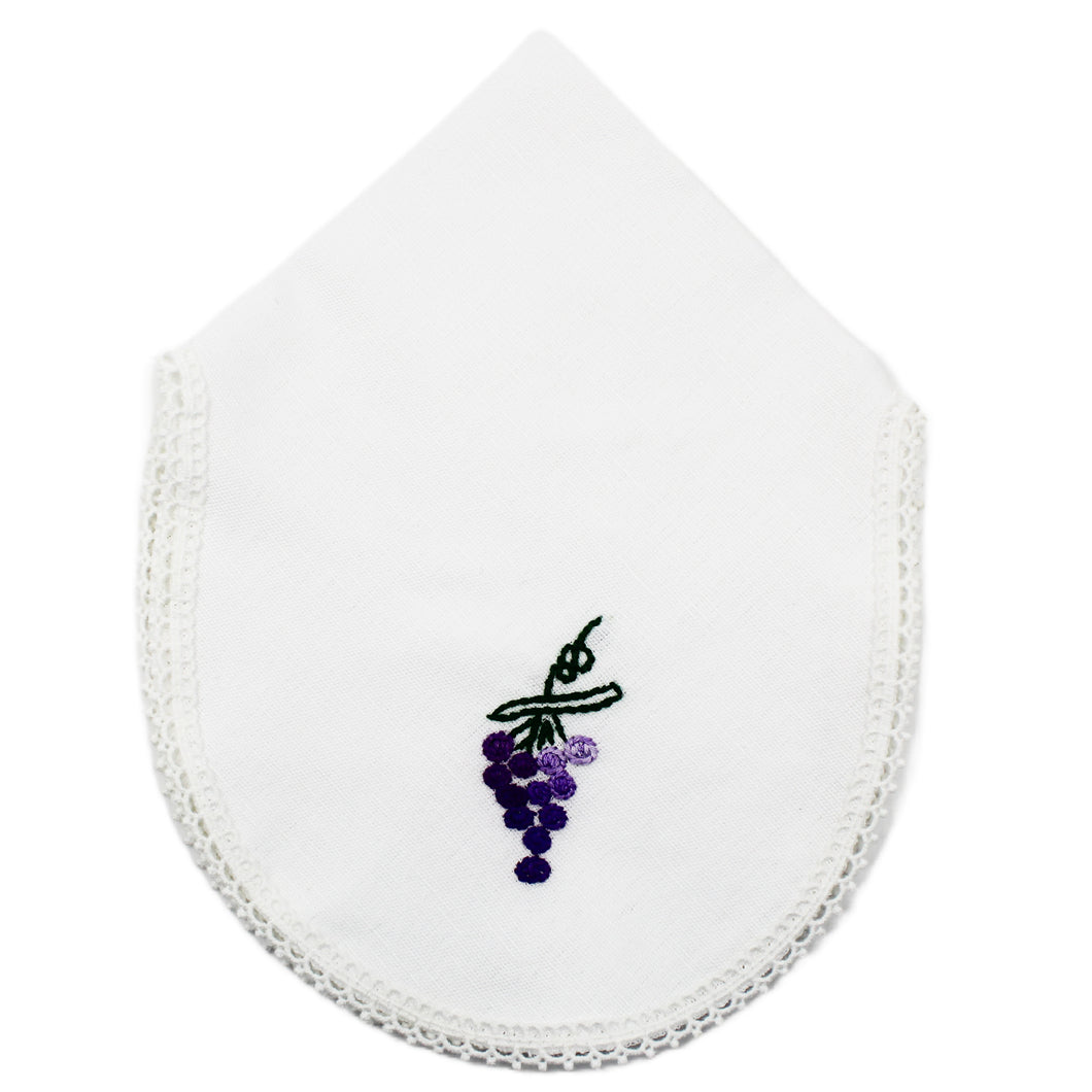 Grape Embroidered Linen Cotton Bread Cover Basket Made in Portugal