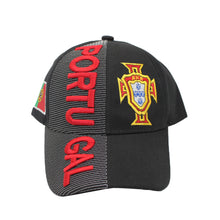 Load image into Gallery viewer, Black Soccer Cap with Embroidered Portuguese National Team
