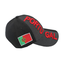 Load image into Gallery viewer, Black Soccer Cap with Embroidered Portuguese National Team
