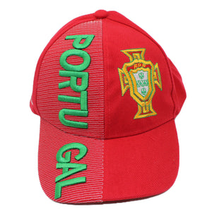 Red Soccer Cap with Embroidered Portuguese National Team