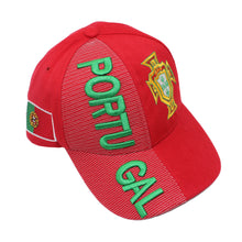 Load image into Gallery viewer, Red Soccer Cap with Embroidered Portuguese National Team
