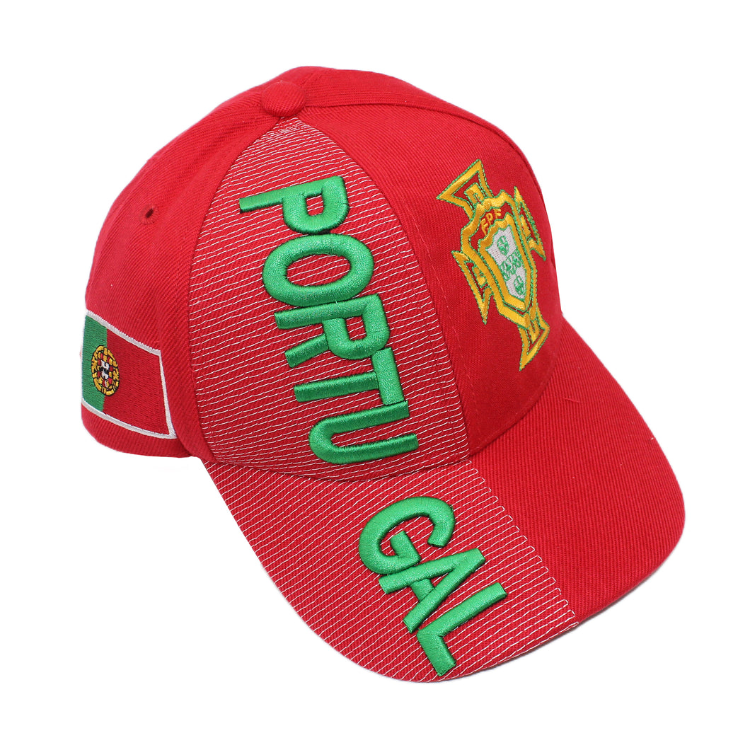 Red Soccer Cap with Embroidered Portuguese National Team