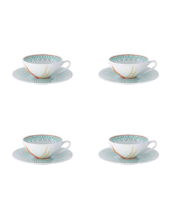 Vista Alegre Fiji Tea Cup and Saucer, Set of 4