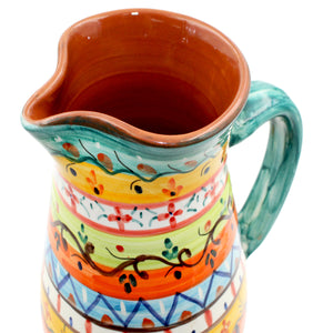 Hand-Painted Portuguese Pottery Clay Terracotta Pitcher