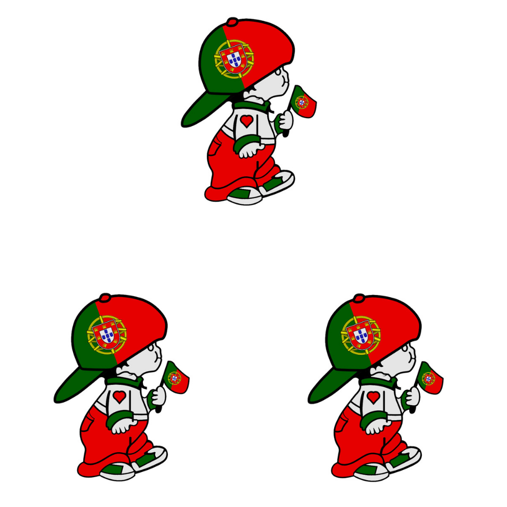 Portuguese Boy With Portugal National Flag Car Die Cut Vinyl Sticker, Set of 3