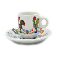 Load image into Gallery viewer, Portugal Themed Rooster Flowers Espresso Cups and Saucers with Gift Box, Set of 6
