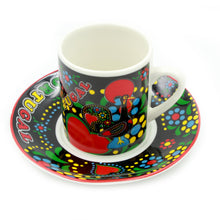 Load image into Gallery viewer, Set Of 6 Portuguese Good Luck Rooster Galo de Barcelos Espresso Cups and Saucers
