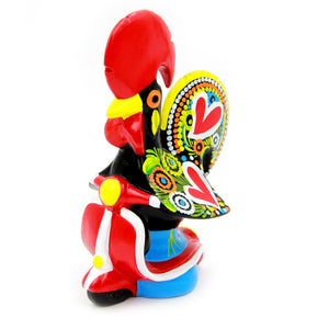 Hand-painted Traditional Portuguese Ceramic Decorative Rooster With Bike