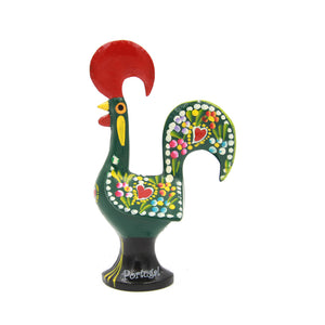 Traditional Portuguese Aluminum Green Good Luck Rooster Galo de Barcelos