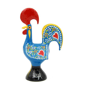 Traditional Portuguese Aluminum Blue Good Luck Rooster Galo de Barcelos