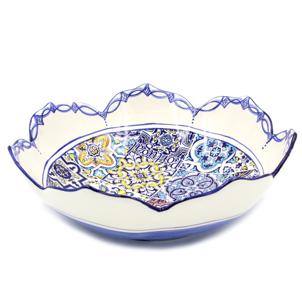 Hand-painted Traditional Portuguese Ceramic Tulip Salad Bowl