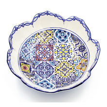 Load image into Gallery viewer, Hand-painted Traditional Portuguese Ceramic Tulip Salad Bowl
