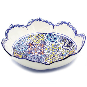 Hand-painted Traditional Portuguese Ceramic Tulip Salad Bowl