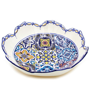 Hand-painted Traditional Portuguese Ceramic Tulip Salad Bowl