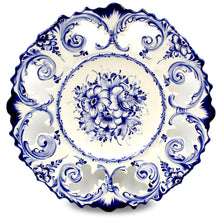 Load image into Gallery viewer, Hand-Painted Traditional Portuguese Ceramic Blue and White Floral Decorative Wall Hanging Plate
