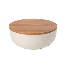 Load image into Gallery viewer, Casafina Pacifica 10&quot; Vanilla Serving Bowl with Oak Wood Lid
