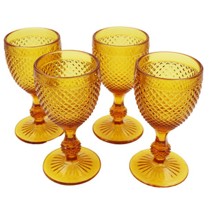 Vista Alegre Bicos Amber Red Wine Goblets, Set of 4