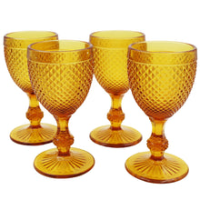 Load image into Gallery viewer, Vista Alegre Bicos Amber Red Wine Goblets, Set of 4
