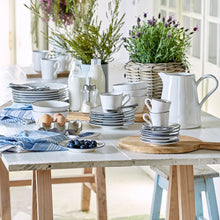 Load image into Gallery viewer, Costa Nova Beja 3 oz. White Blue  Coffee Cup and Saucer Set
