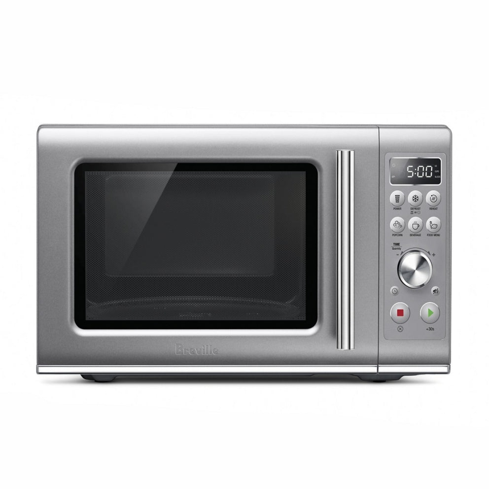 Breville BMO650SIL1BUC1 the Compact Wave Soft Close Microwave, Silver