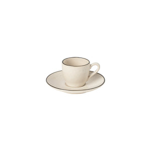 Costa Nova Augusta 3 oz. Natural-Black Coffee Cup and Saucer Set