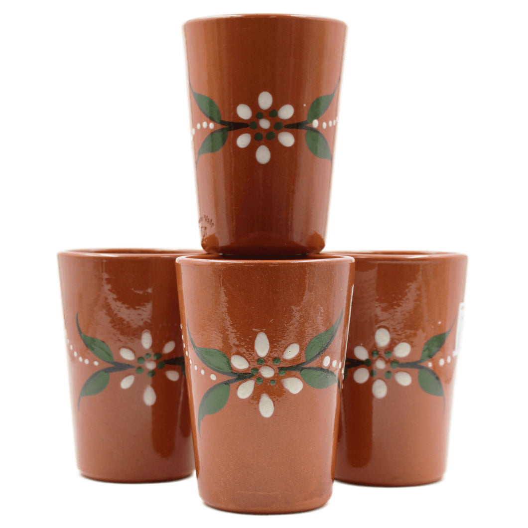 João Vale Hand-Painted Traditional Terracotta Cup, Set of 4