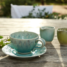 Load image into Gallery viewer, Costa Nova Madeira 8 oz. Blue Tea Cup and Saucer Set
