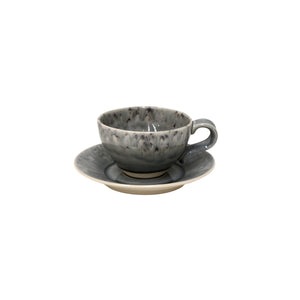 Costa Nova Madeira 8 oz. Grey Tea Cup and Saucer Set