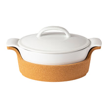 Load image into Gallery viewer, Casafina Ensemble 12&quot; Oval White Casserole with Cork Tray
