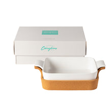 Load image into Gallery viewer, Casafina Ensemble 13&quot; Square White Baker with Cork Tray
