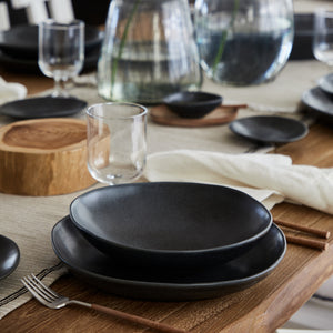 Costa Nova Livia 9" Matte Black Pasta Bowl Set