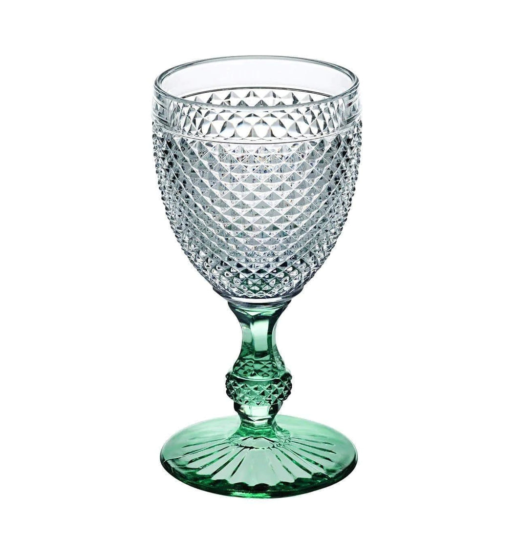 Vista Alegre Bicos Goblet with Green Stem, Set of 4