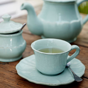 Casafina Impressions 8 oz. Robins Egg Blue Tea Cup and Saucer Set