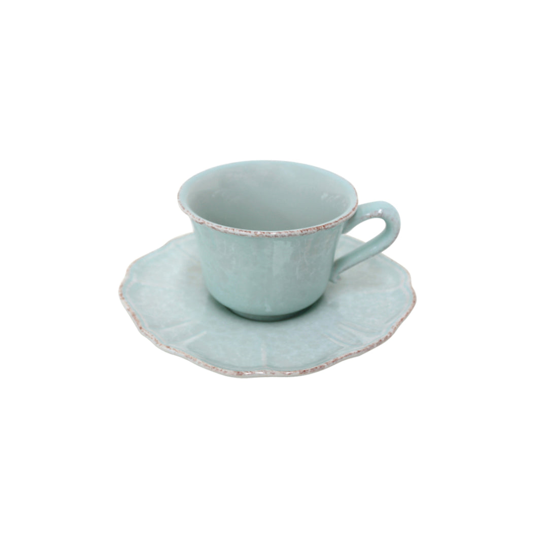 Casafina Impressions 8 oz. Robins Egg Blue Tea Cup and Saucer Set