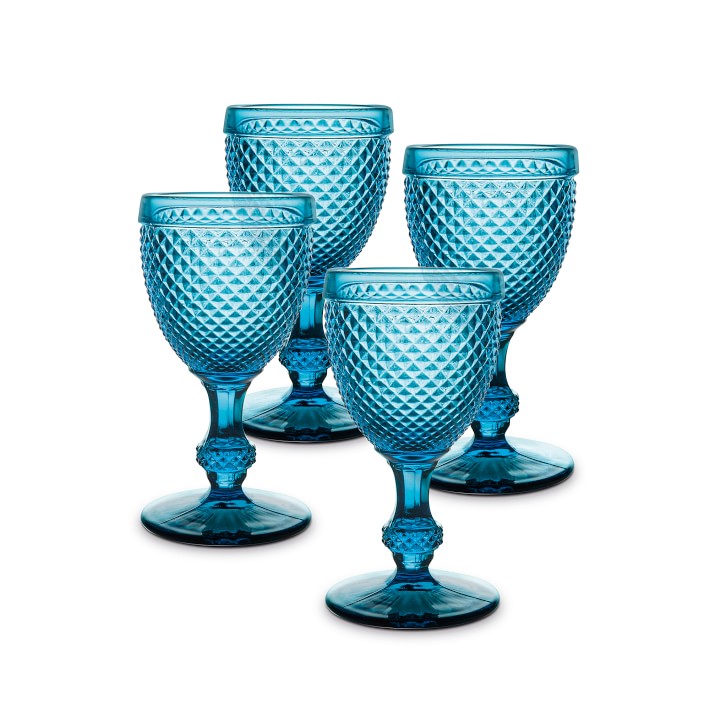 Vista Alegre Bicos Blue Water Goblets, Set of 4