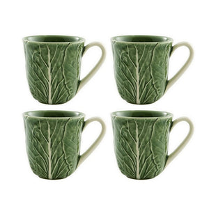 Bordallo Pinheiro Cabbage Mugs, Set of 4