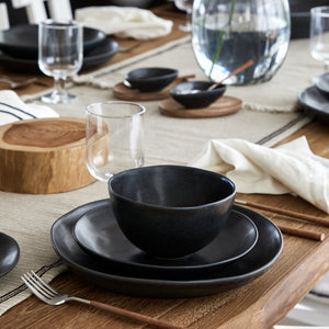 Costa Nova Livia 6" Matte Black Soup/Cereal Bowl Set