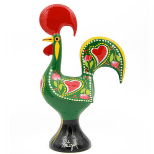 Traditional Portuguese Aluminum Green Good Luck Rooster Galo de Barcelos