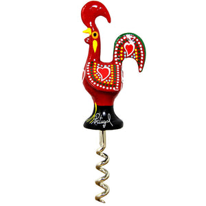 Traditional Portuguese Aluminum Rooster Figurine Corkscrew Wine Bottle Opener