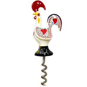 Traditional Portuguese Aluminum Rooster Figurine Corkscrew Wine Bottle Opener