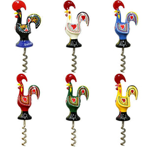 Traditional Portuguese Aluminum Rooster Figurine Corkscrew Wine Bottle Opener